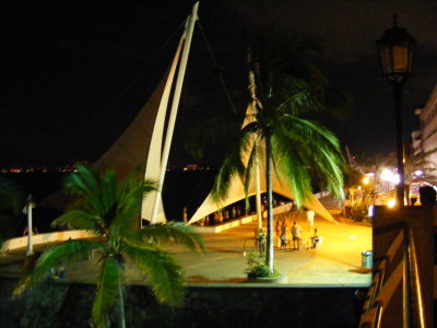 Malecon walkway at night