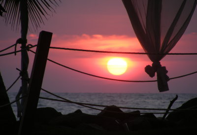 Seaside spa at sunset