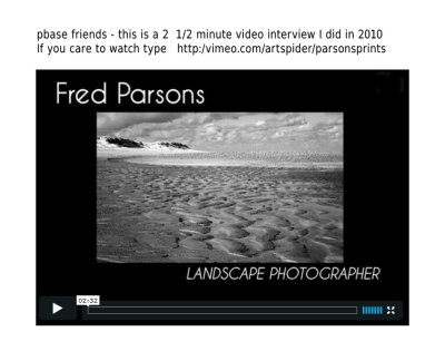 To view my 2.5 min interview copy into  your browser  http:/vimeo.com/artspider/parsonsprints