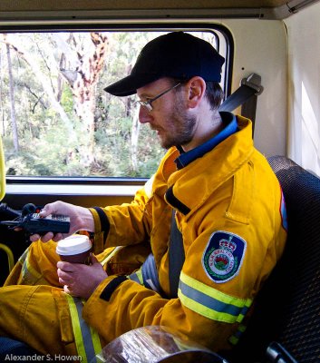 Nick adjusts a fireground radio