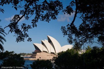 Sydney Opera House from eastern side of the Harbour Bridge approaches