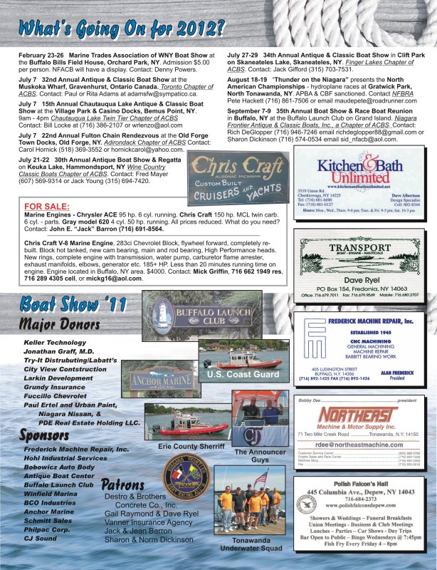 WINTER 2012 Newsletter - Niagara Frontier Antique & Classic Boats, Inc