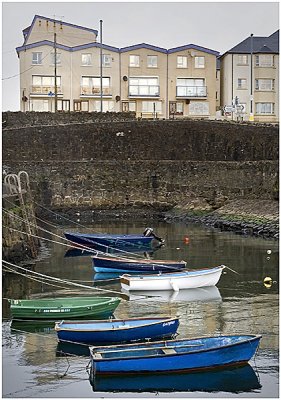 Portrush harbour and houses