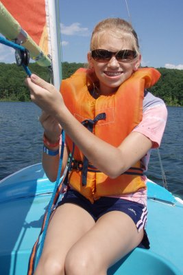 Rebecca learning how to sail