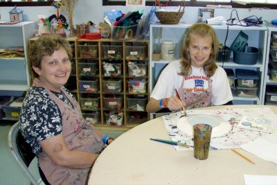 Marilyn and Rebecca at the arts & crafts center