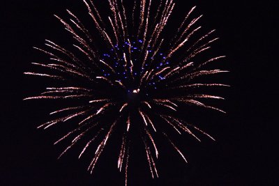 We watched fireworks from a pontoon boat on the lake