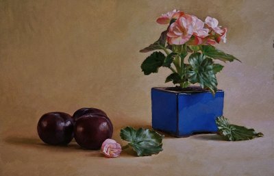 Begonia and Plums 14 x 21