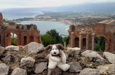 Boyd at the ruins of the Greek Theatre at Taormina
