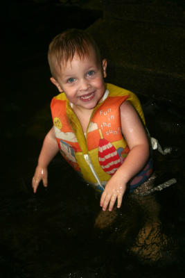 Lucas's first time in the lake