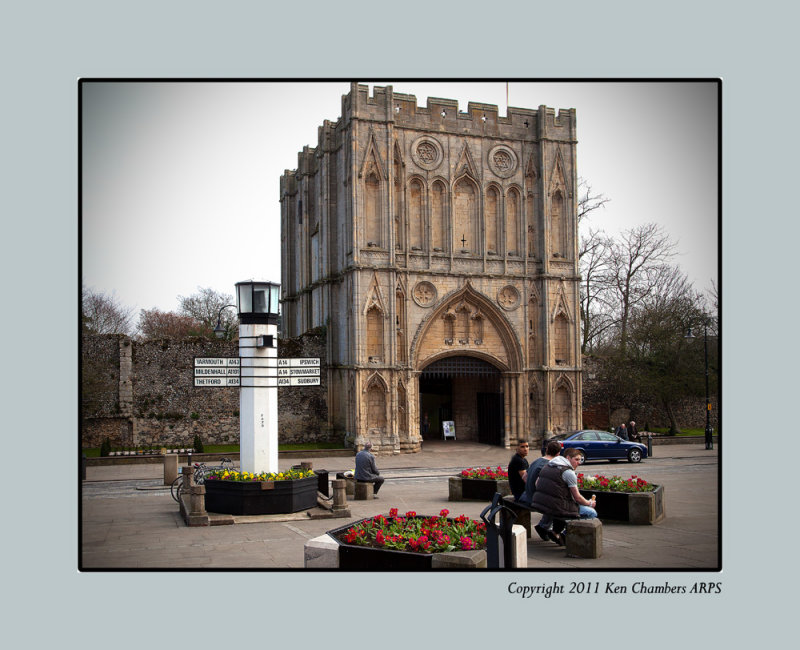 Bury St Edmunds Abbey Great Gate & Pillar of Salt Sign Post 