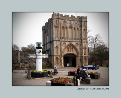Bury St Edmunds Abbey Great Gate & Pillar of Salt Sign Post 