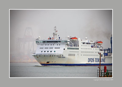 Out of the mist The ferry from Denmark arrives