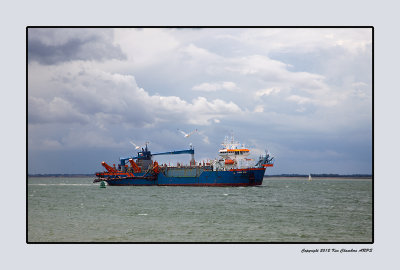 Dredger Ship HAM 316 Clearing the channel into Felixstowe Port