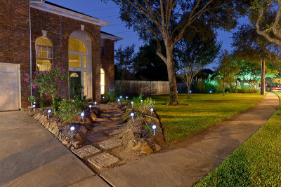 Front garden at night