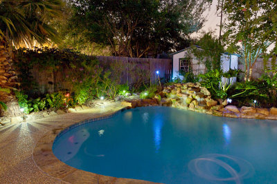 Pool at night - with solar lights