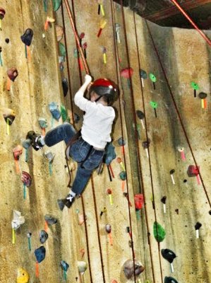 Peyton's birthday party wall climb.