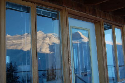 reflections in the sun deck windows