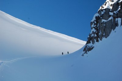 up around the corner, almost to the col