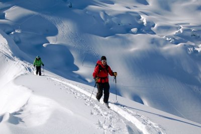 Laura and Judy, morning tracks behind