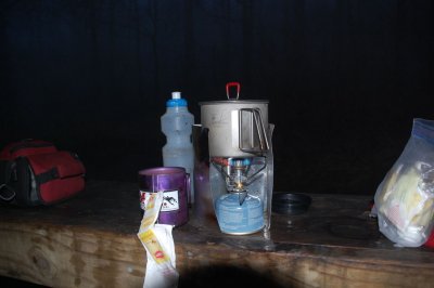 My cook kit at a shelter table