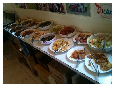 Breakfast spread like great wall of China