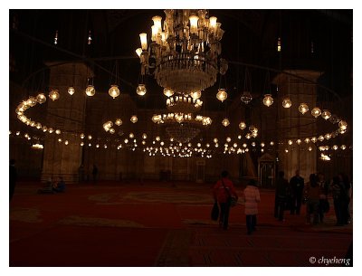 Beautiful lighting inside the Mosque