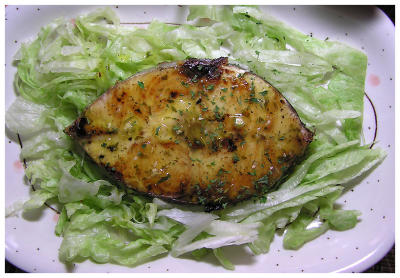Pan fried fish in lemon and herb sauce