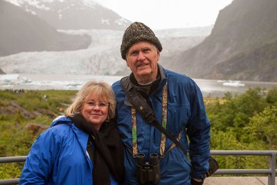 Peggy and Denny and Mendenhall Glacier