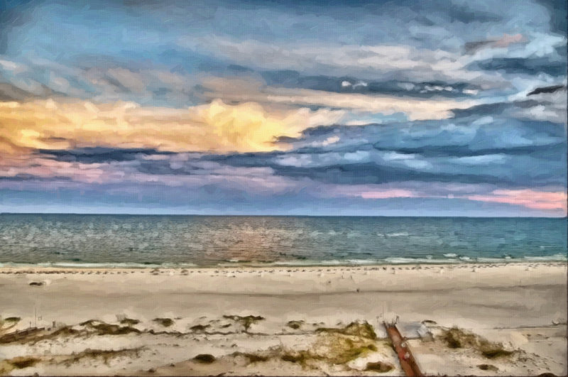 Orange Beach Sunset In Oil