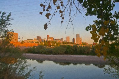 Denver Skyline In Oil