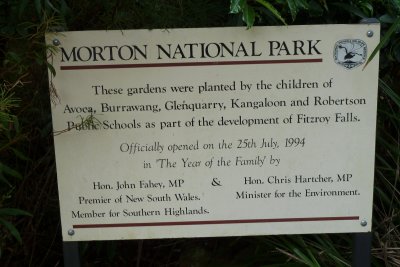 Fitzroy Falls - dedication to local schools
