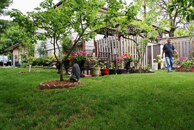 Mike in his backyard