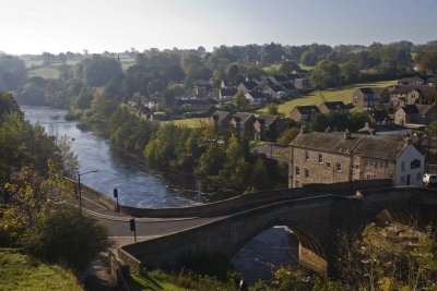 The River Tees looking upstream from Barnard Castle walls.