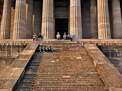 On the steps