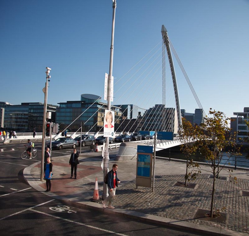 Unsusual suspension bridge in the docks area