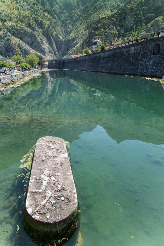Old Town Kotor. The river outside the wall