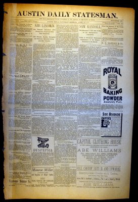 Austin Daily Statesman Sat. Morning April 16, 1887