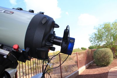 The QSI-583wsg camera attached to the Celestron EdgeHD1100