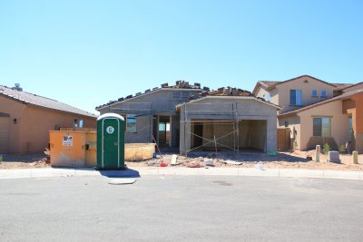 Mudded!  (stucco) - starting to look like a house.