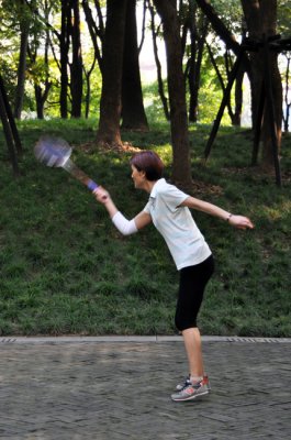 Badminton star at the park