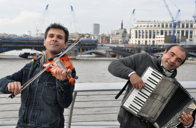Italian street musicians nr Tate Modern
