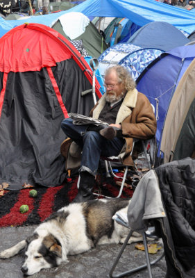Veteran protester at Occupy London