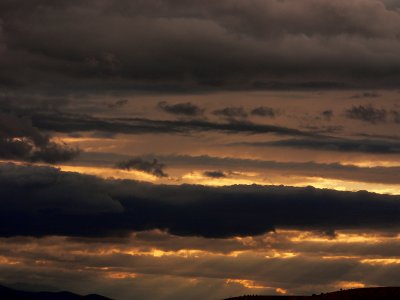 Sundown With Light Beams.