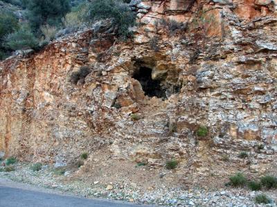 Position of the exposed cave.