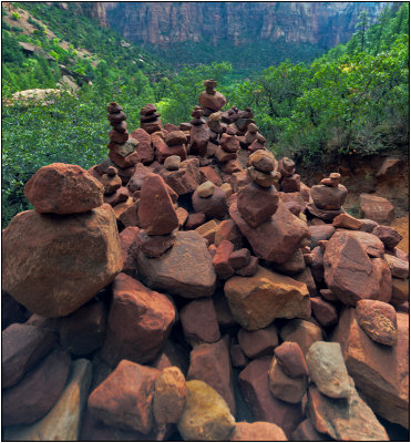 Stone Cairns on Upper Emerald Pools Trail