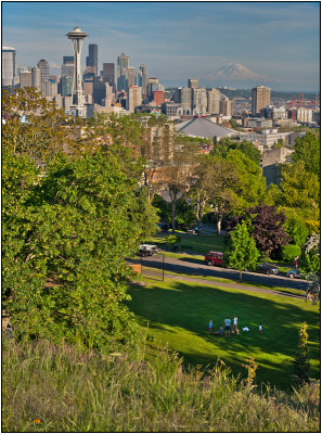 Seattle, the Space Needle and Mt. Rainier