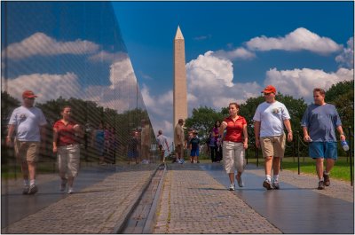 The Vietnam Memorial Wall and the Washington Monument