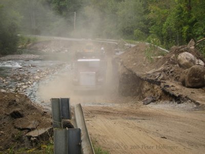 Repairing VT 132 outside South Strafford after Irene