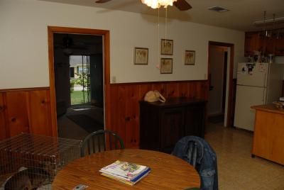 Kitchen and dining area, from from back