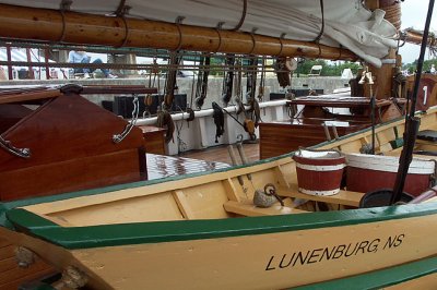 Deck with fishing dories